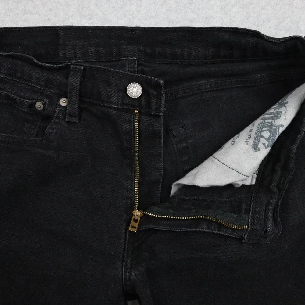 Levi's 514 Jeans Mens 32x25 Straight Fit Cropped Raw Hem Stretch Denim‎ Black